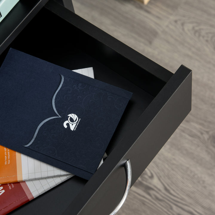 Rullende skuffebeholder, 1 rum, 1 hylde, 1 skuffe, 40 cm x 3 cm x 60 cm, sort