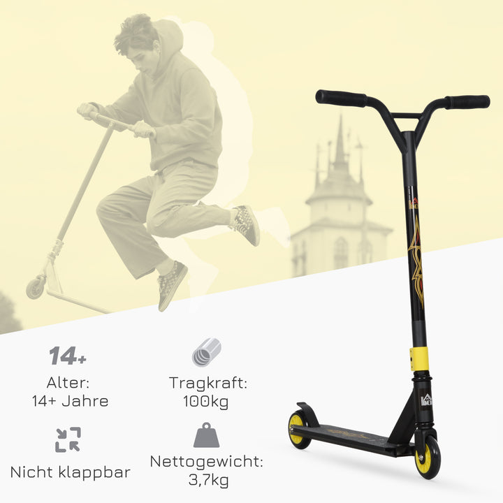Pro stunt scooter, kick scooter til freestyle tricks, aluminium, metal, syntetisk læder, til børn og voksne, guld