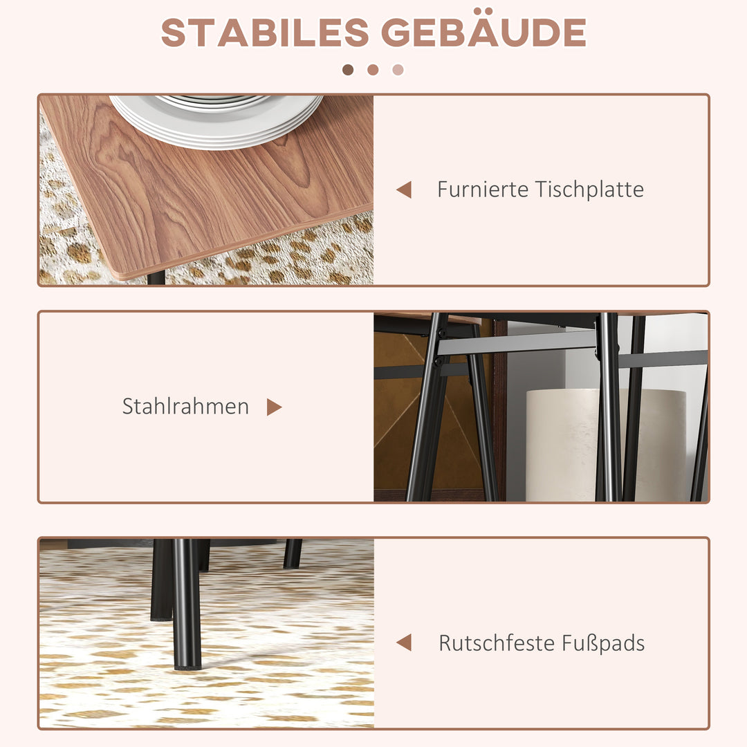 Spisebordsæt med stole spisebord, industrielt design, 110 cm x 70 cm x 75 cm, brun