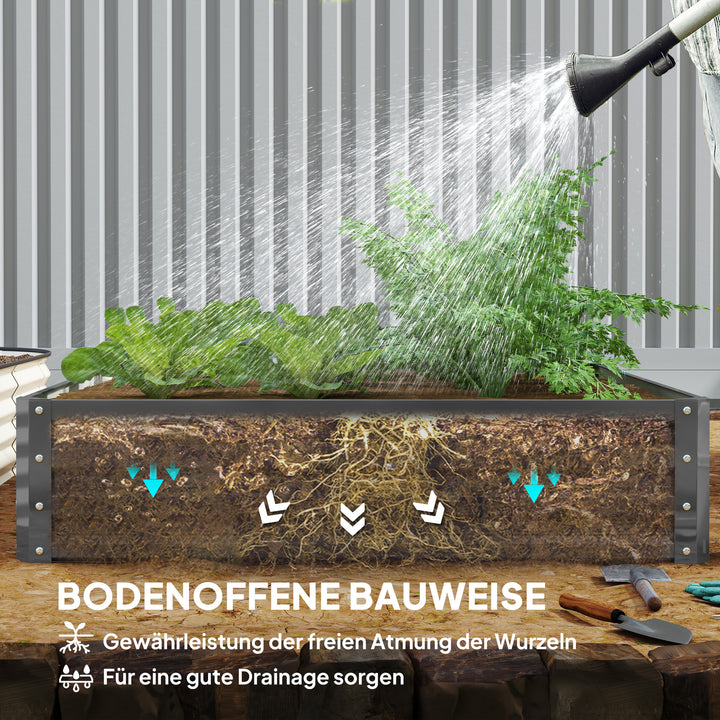 Havebed, plantekasse med stålhus, lysegrå, 120 x 120 x 30 cm