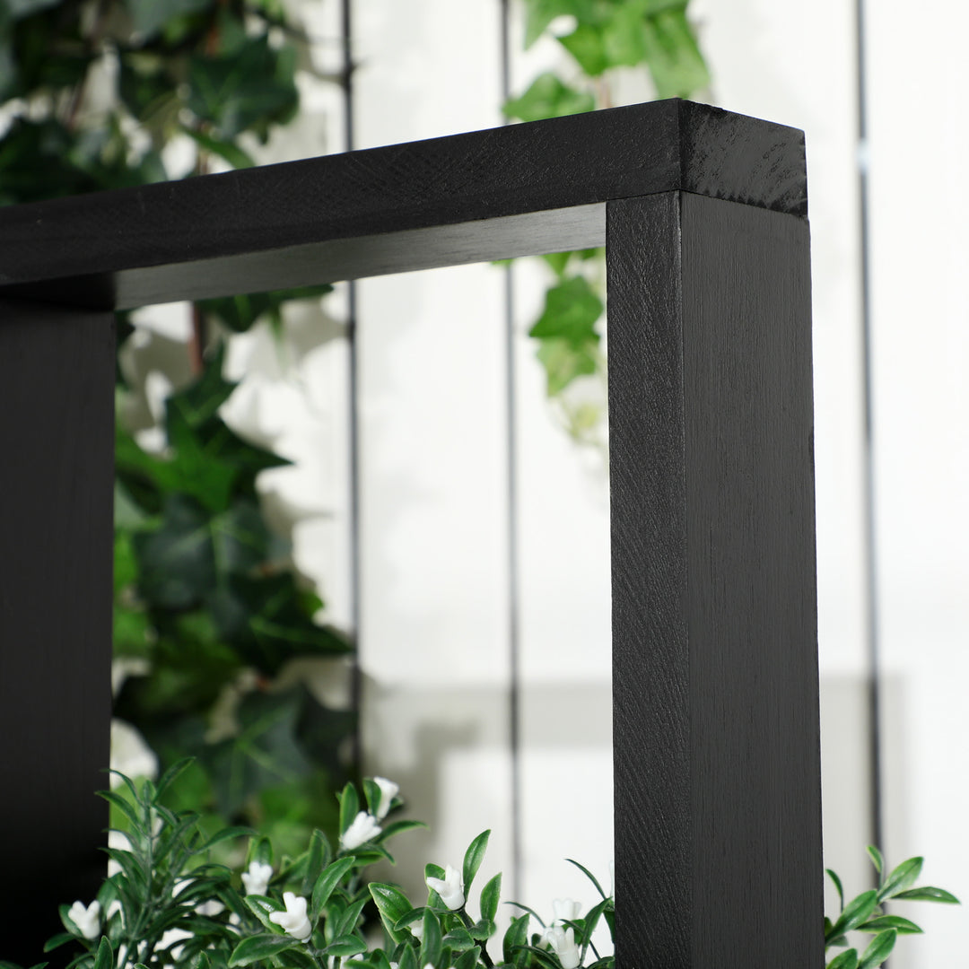 Plantekombination, modulært design, stativ, naturtræ, sort, 90 x 45 x 170 cm