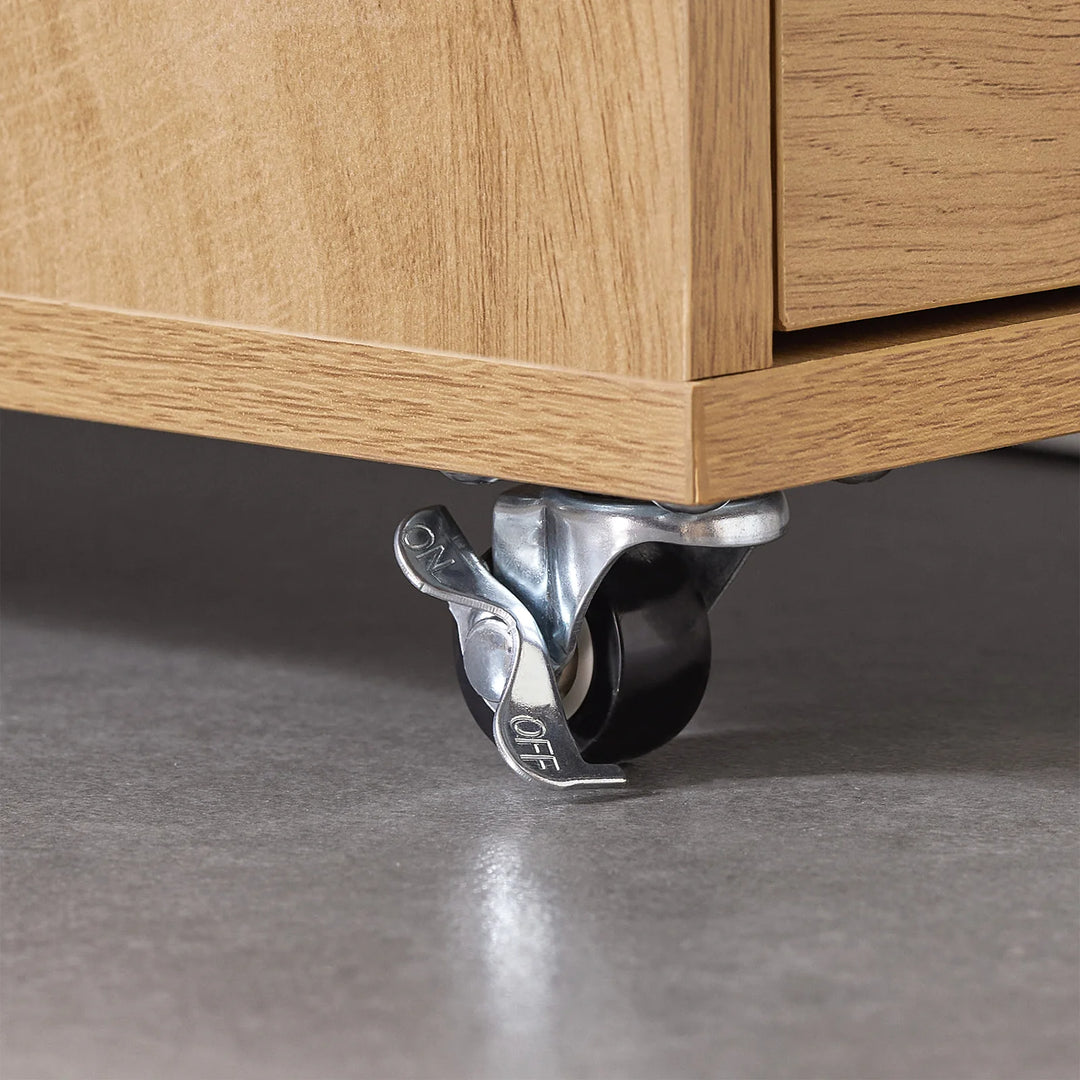 Smal opbevaringsreol med hjul, L20 cm x B40 cm x H170 cm, naturfarvet