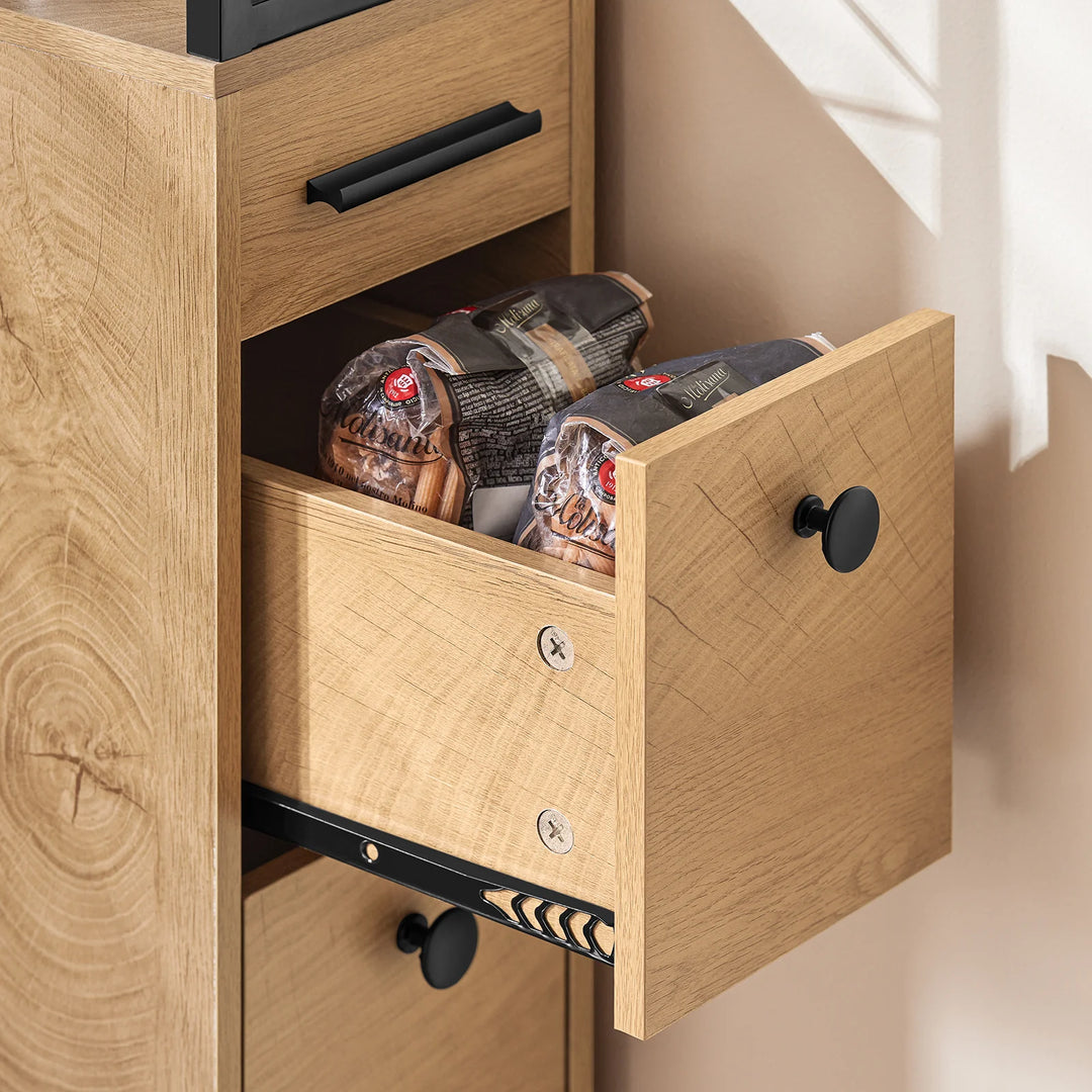 Smal opbevaringsreol med hjul, L20 cm x B40 cm x H170 cm, naturfarvet