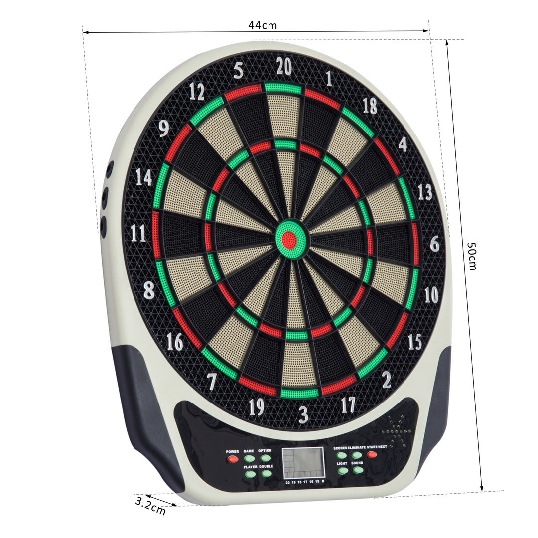 Elektronisk dartskive med stemmemeddelelser, LED-displays, 6 pile, 24 pilhoveder, 18 spil, 159 variationer, dartmaskine, dartskivesæt til op til 8 spillere