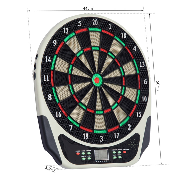 Elektronisk dartskive med stemmemeddelelser, LED-displays, 6 pile, 24 pilhoveder, 18 spil, 159 variationer, dartmaskine, dartskivesæt til op til 8 spillere
