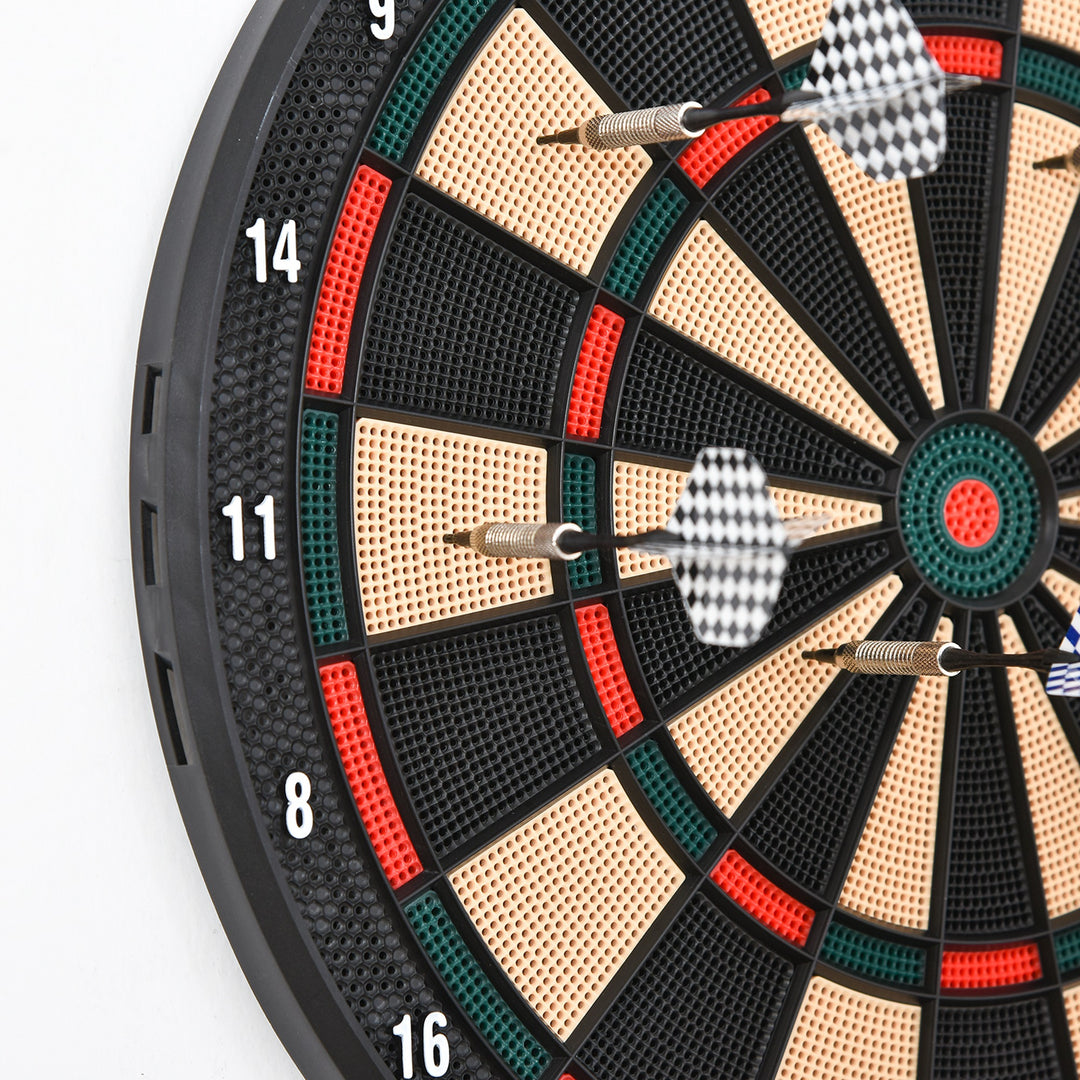 Elektronisk dartskive med automatisk scoring, dartsæt med 6 pile, 30 pilhoveder, 26 spil og 185 scoringsmuligheder til 8 spillere, lydeffekter, sort, 44 x 39,5 x 2,2 cm