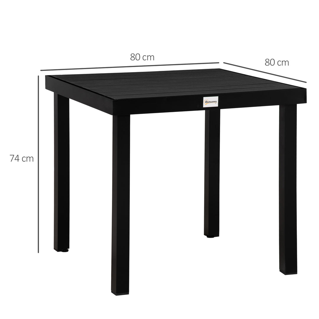 Havebord til 4 personer, spisebord, aluminiumsbord, havemøbler, loungemøbler, letplejelig plastik, sort, 78 x 78 x 74 cm