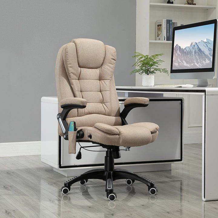 Massagestol med varmefunktion, ergonomisk skrivebordsstol, højdejusterbar, 68l x 72b x 110-120 cm, brun