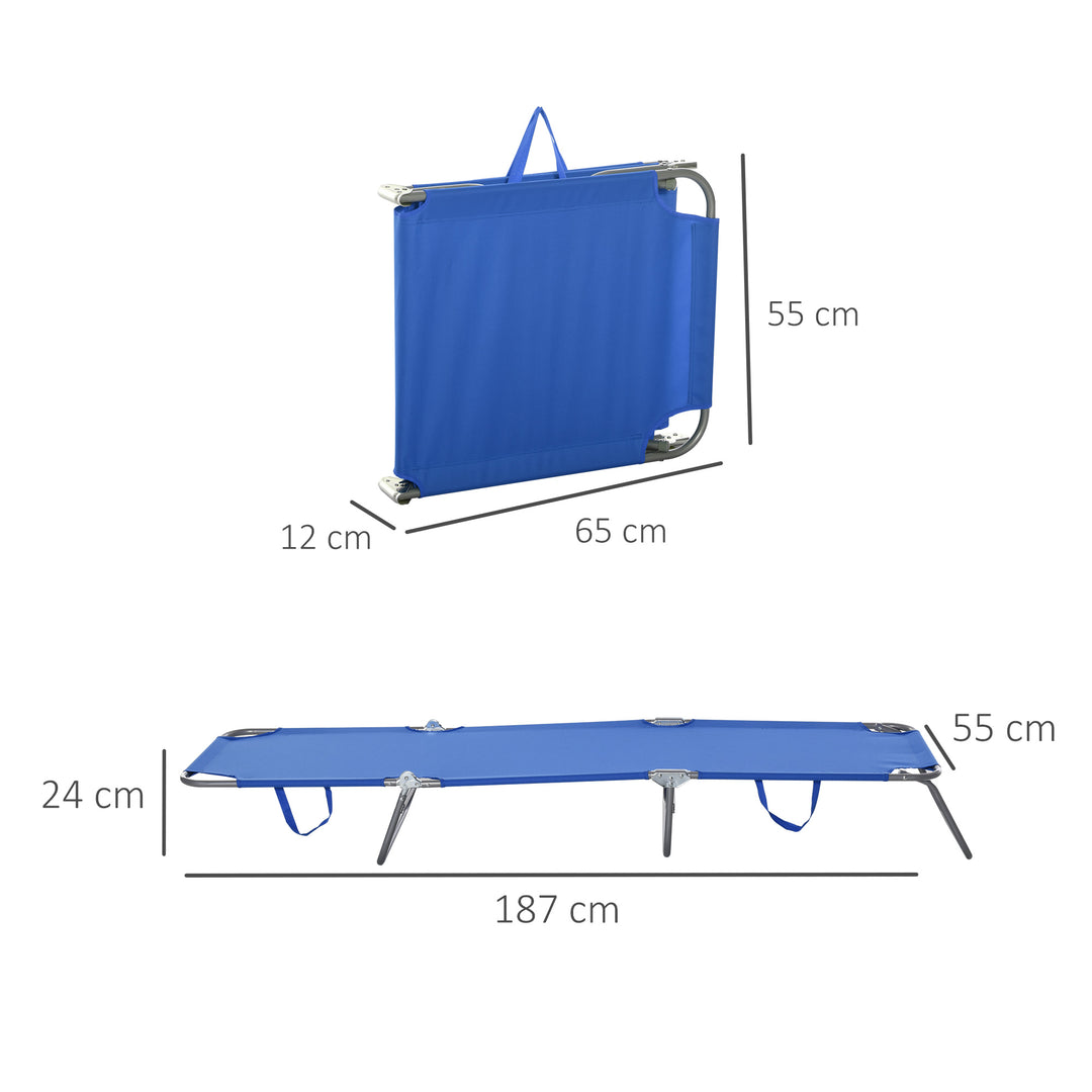 Solseng, foldbar, justerbar ryglæn, rustfri metalramme, 187 x 55 x 24 cm, blå