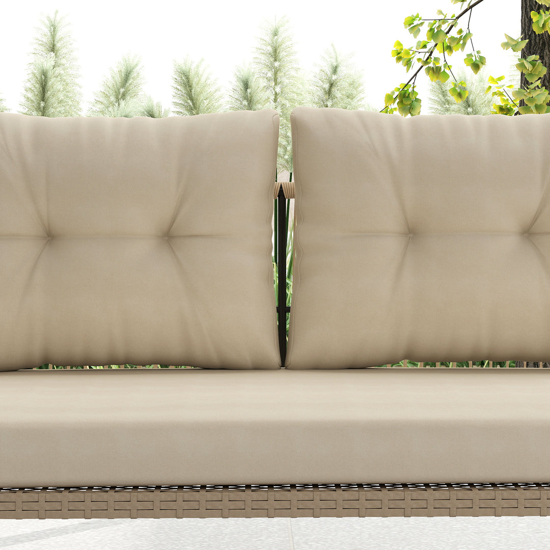 Hollywood gynge, 2-personers, rattan havegynge med hynder og kæder, op til 240 kg, 115 x 66 x 44 cm, beige