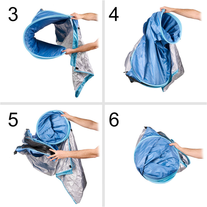Selvfoldeligt havestrandtelt blåt