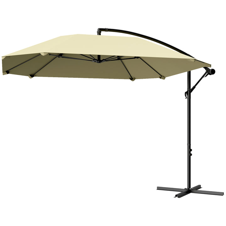 Cantilever paraply aluminium ø 260 cm parasol, vandtæt paraply med håndsving og stativ, håndsving, beige