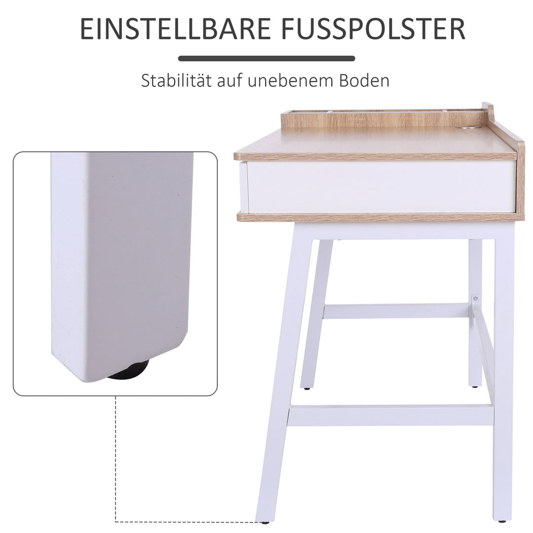 Skrivebord med 6 Opbevaringsrum - Naturlig, 100x55x81,5 cm
