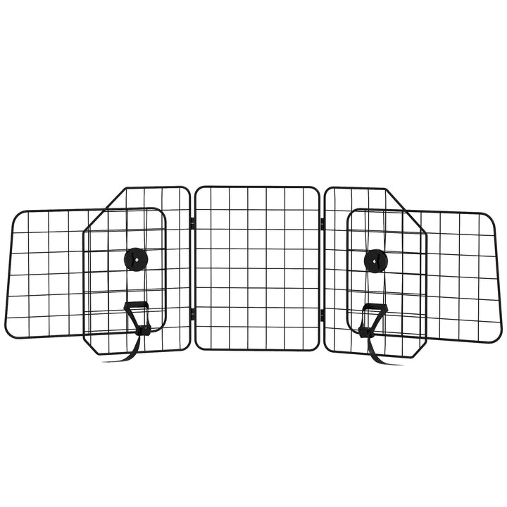 Bilgitter til hunde, justerbar 93-150cm, sammenklappelig, nem montering, stål, sort