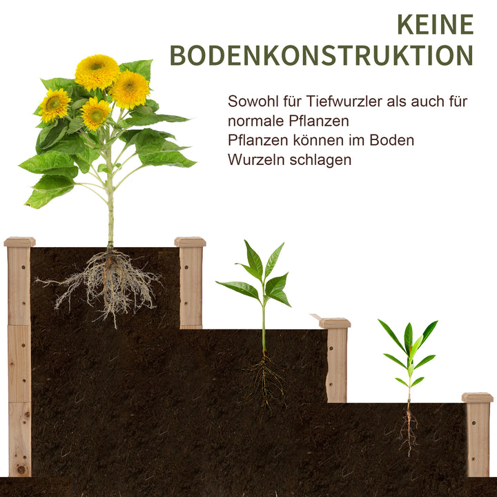 Højbed 3-lags havebed plantebed urtebed blomstertrappe til altanhaven naturlig grantræ 120 x 120 x 56 cm