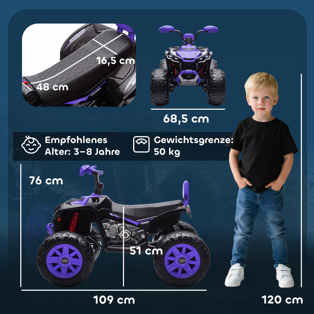 Børns elektriske ATV, 24V elektrisk køretøj med 4 hjul, forlygter, USB-port, MP3-funktion, 6,5 km/t, 3-8 år