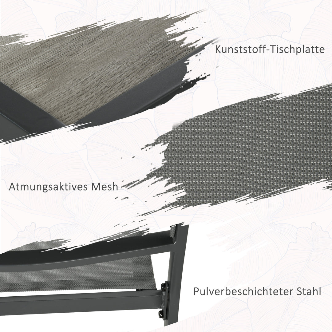 Havemøbelsæt, 1 bord, 4 stole, 150 x 87 x 72 cm, grå