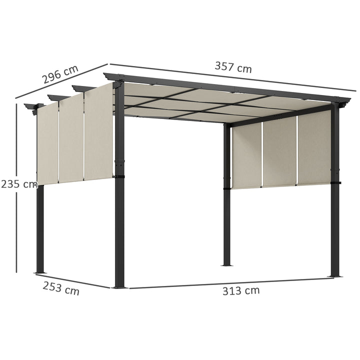 Markise/solsejl. Pergola, vejrbestandig, inklusive monteringsbeslag, 3 x 3,5 m, beige