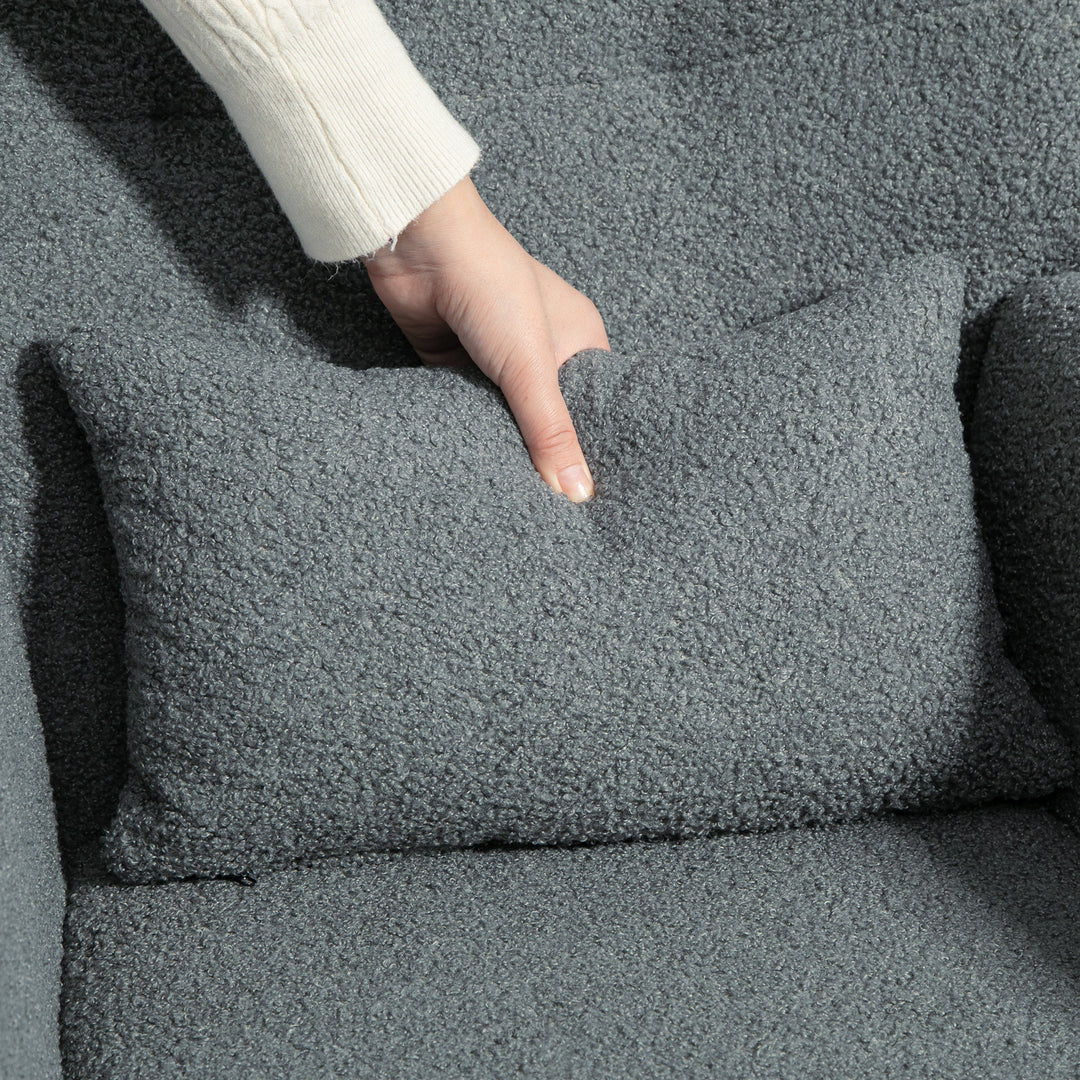 Gyngestol, blødt betræk, lændehynde, skridsikker, op til 120 kg, grå