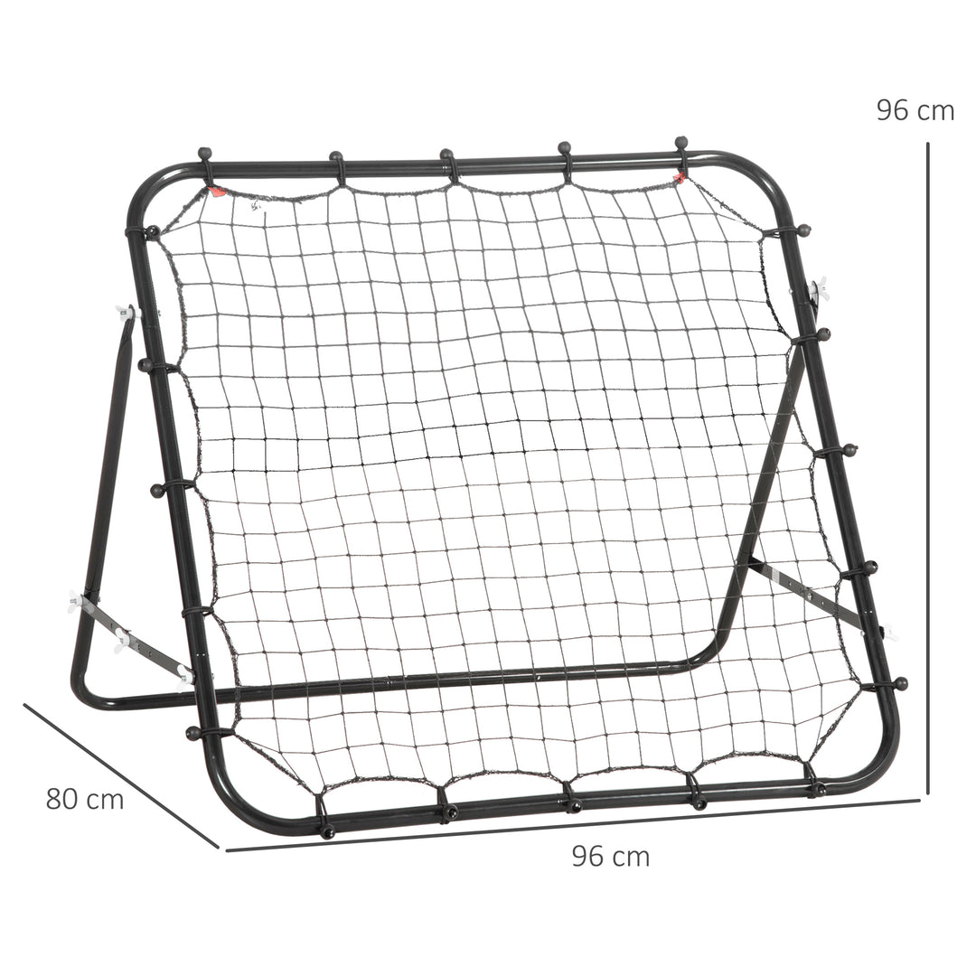 Rebounder til fodbold, rebound wall rebound net, metalrør med pe-stof, kickback rebound wall til baseball basketball, fodboldmål til ungdomstræning 96x80x96cm, sort
