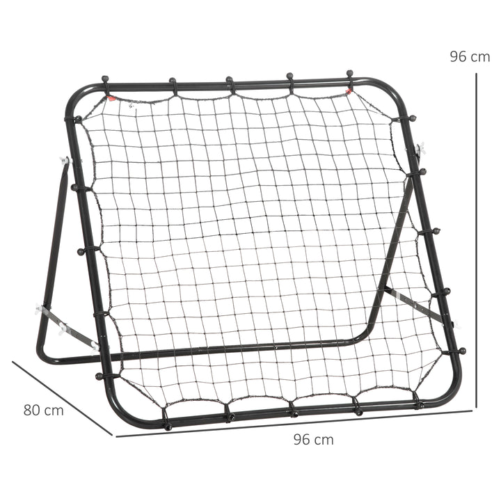 Rebounder til fodbold, rebound wall rebound net, metalrør med pe-stof, kickback rebound wall til baseball basketball, fodboldmål til ungdomstræning 96x80x96cm, sort