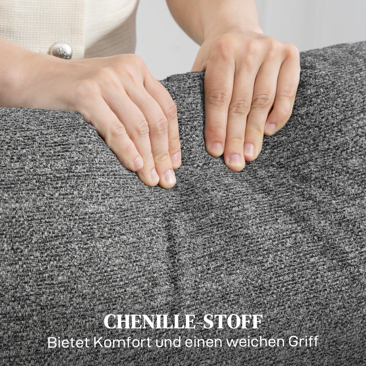 2-personers sofa, individuelt justerbare ryglæn, fodstøtte, stofbetræk, stål, grå