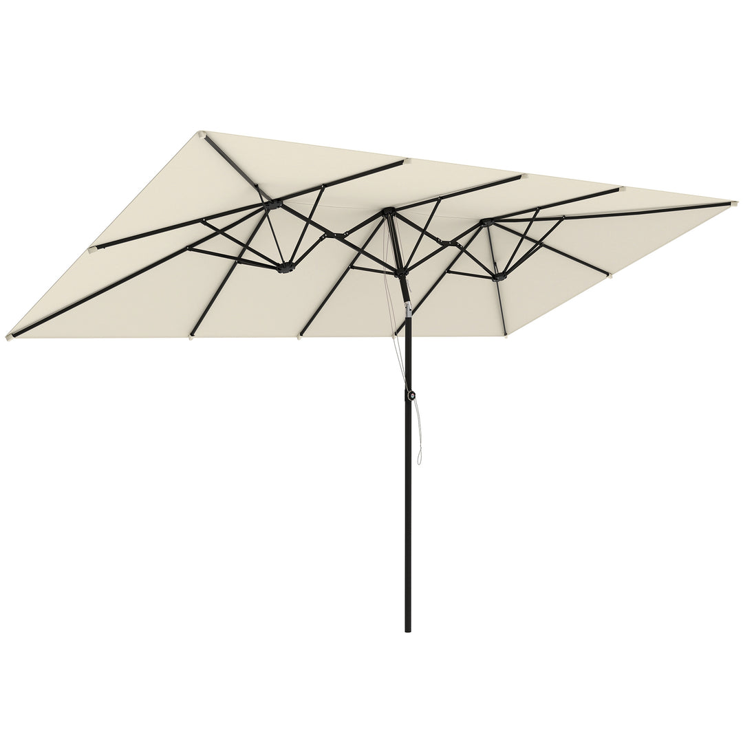 Stor parasol, højdejusterbar, vipbar, 150x295x170-214 cm, cremefarvet