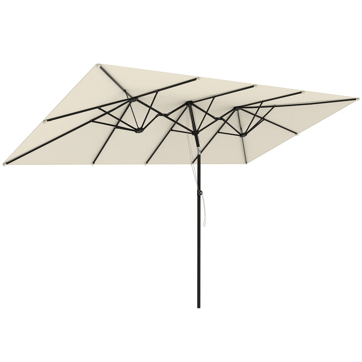Stor parasol, højdejusterbar, vipbar, 150x295x170-214 cm, cremefarvet