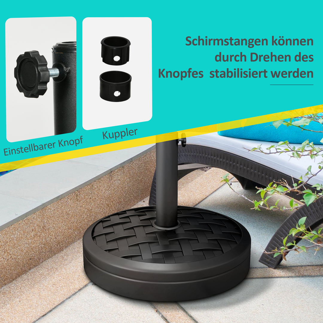 Beton parasolfod, 18 kg, rund parasolholder til parasoller 32/38/48 mm, sort
