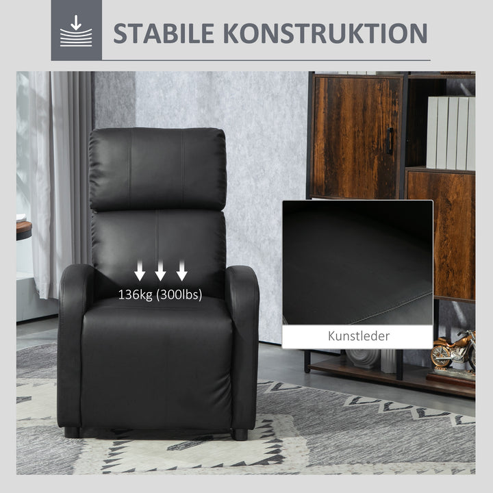 Lænestol tv-stol lænestol med lænefunktion kunstlæder (sort)