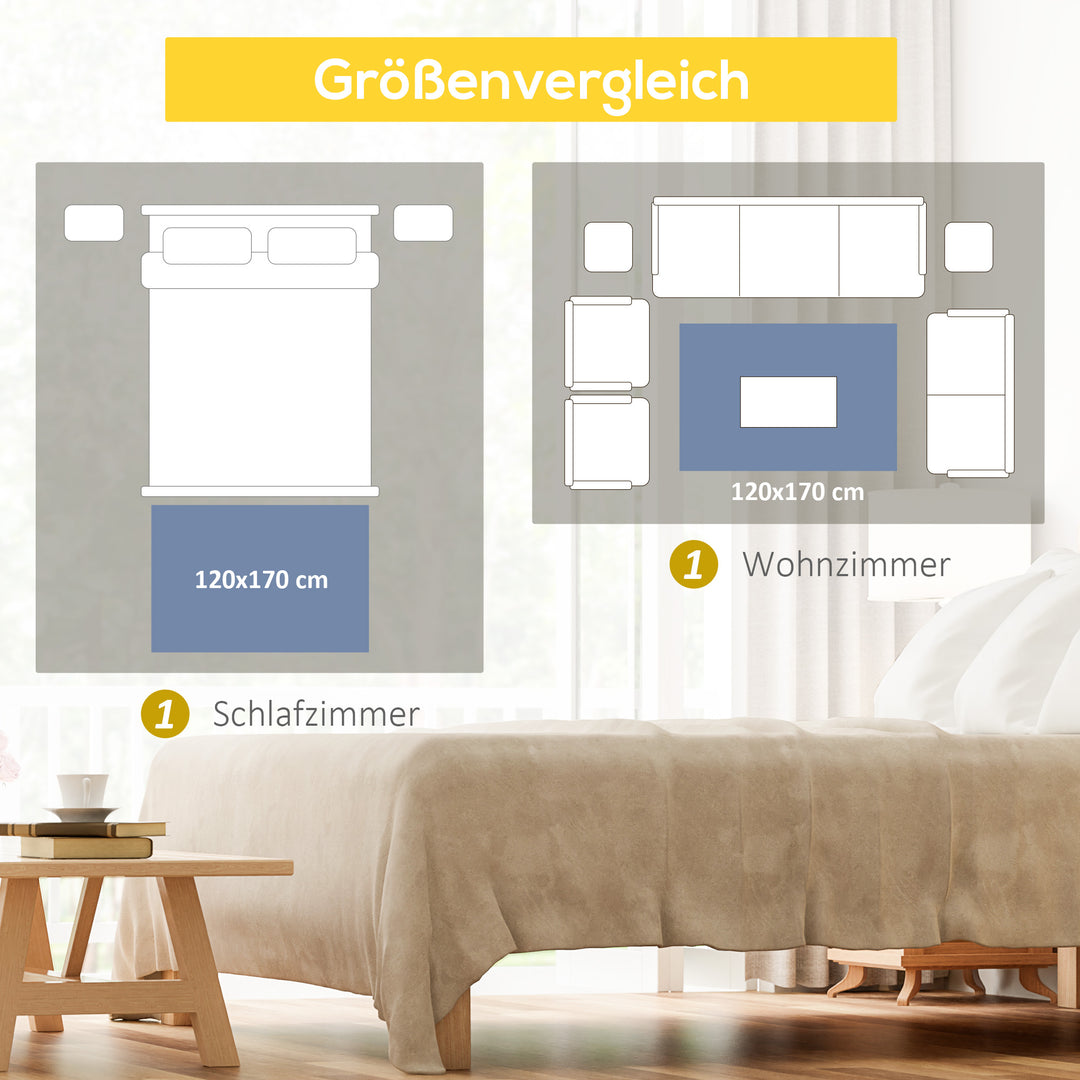 Geometrisk mønstret non-woven tæppe, 120 x 170 cm x 0,6 cm, mørkegrå + lysegrå