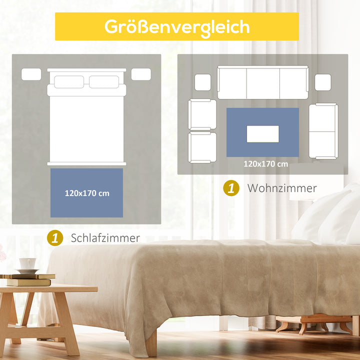 Geometrisk mønstret non-woven tæppe, 120 x 170 cm x 0,6 cm, mørkegrå + lysegrå