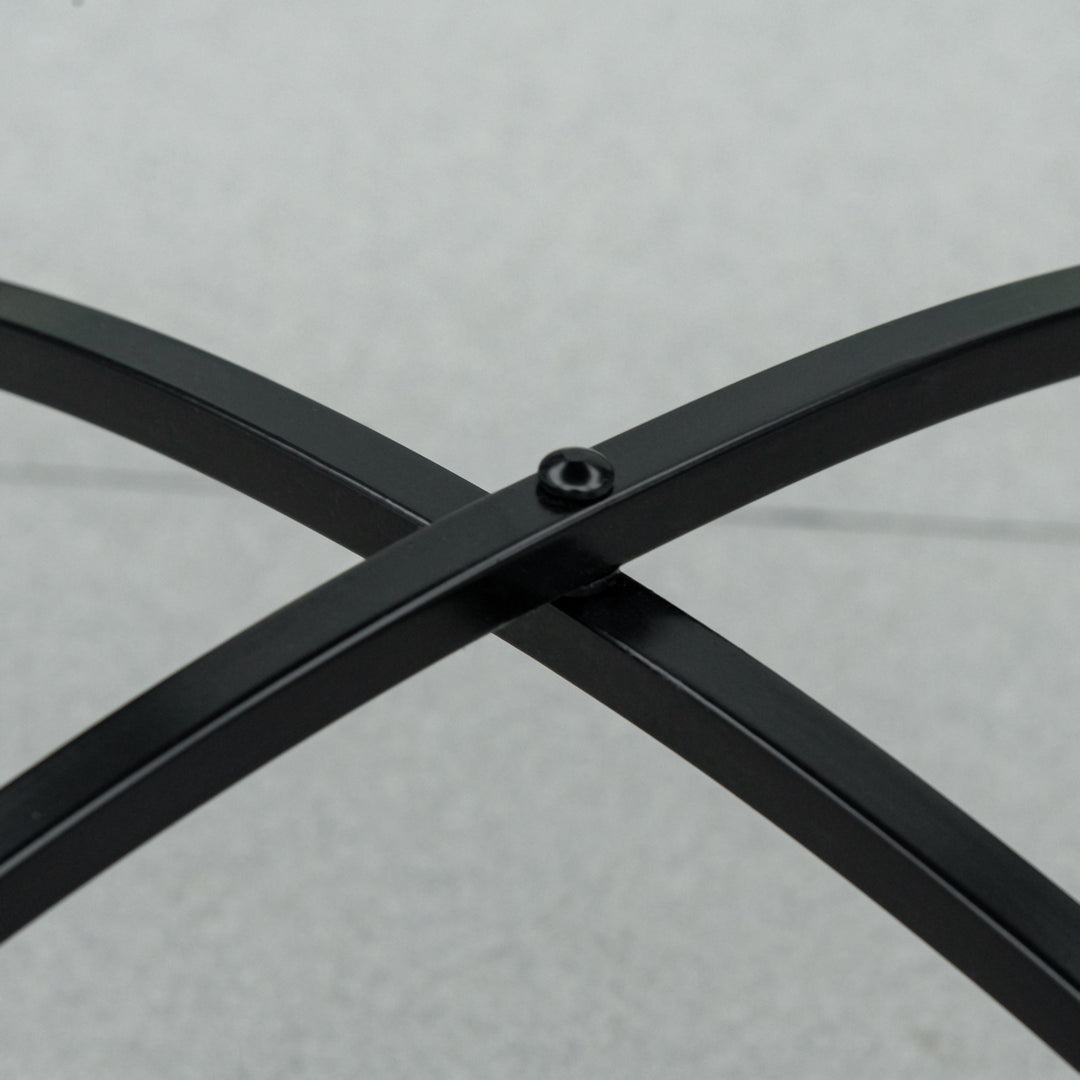 Havebord 60 cm, vejrbestandigt balkonbord af metal, udendørs spisebord, campingbord, sidebord, rundt terrassebord til haven, terrasse, balkon, rød + blå + hvid