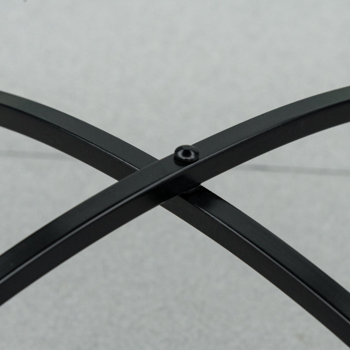 Havebord 60 cm, vejrbestandigt balkonbord af metal, udendørs spisebord, campingbord, sidebord, rundt terrassebord til haven, terrasse, balkon, rød + blå + hvid