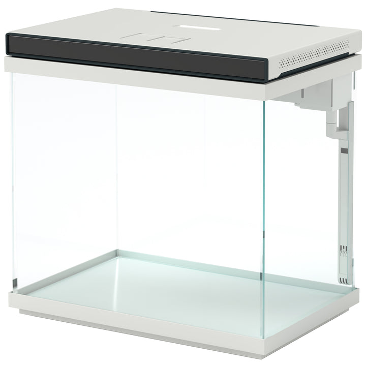 26-Liters akvarium med filter, led-belysning, vandpumpe, til forskellige fiskearter, ca. 38 x 26 x 38 cm