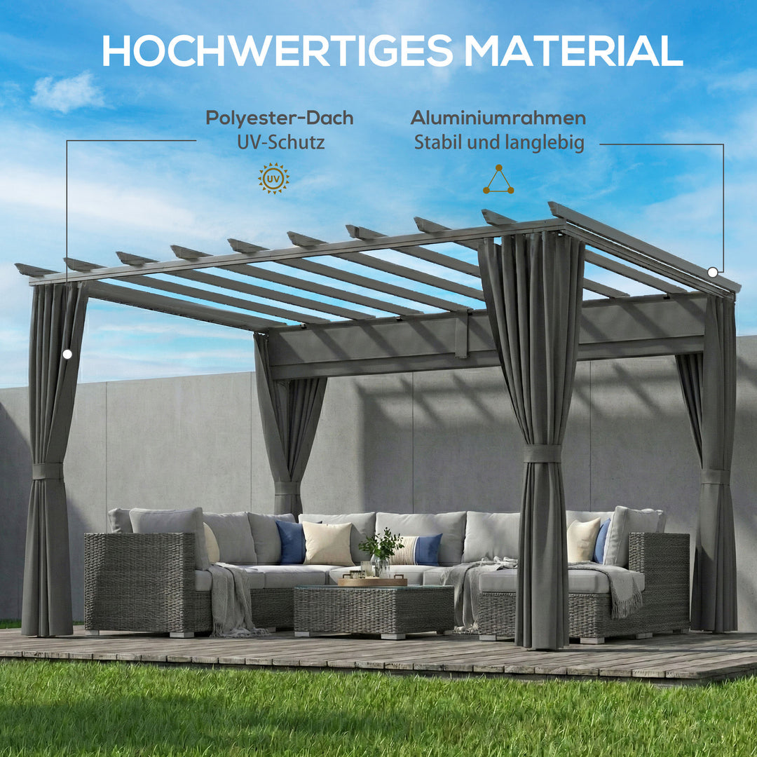 Pergola ca. 3,6x3 m, havepavillon, terrassetag af aluminium, havepavillon med justerbart tag, mørkegrå