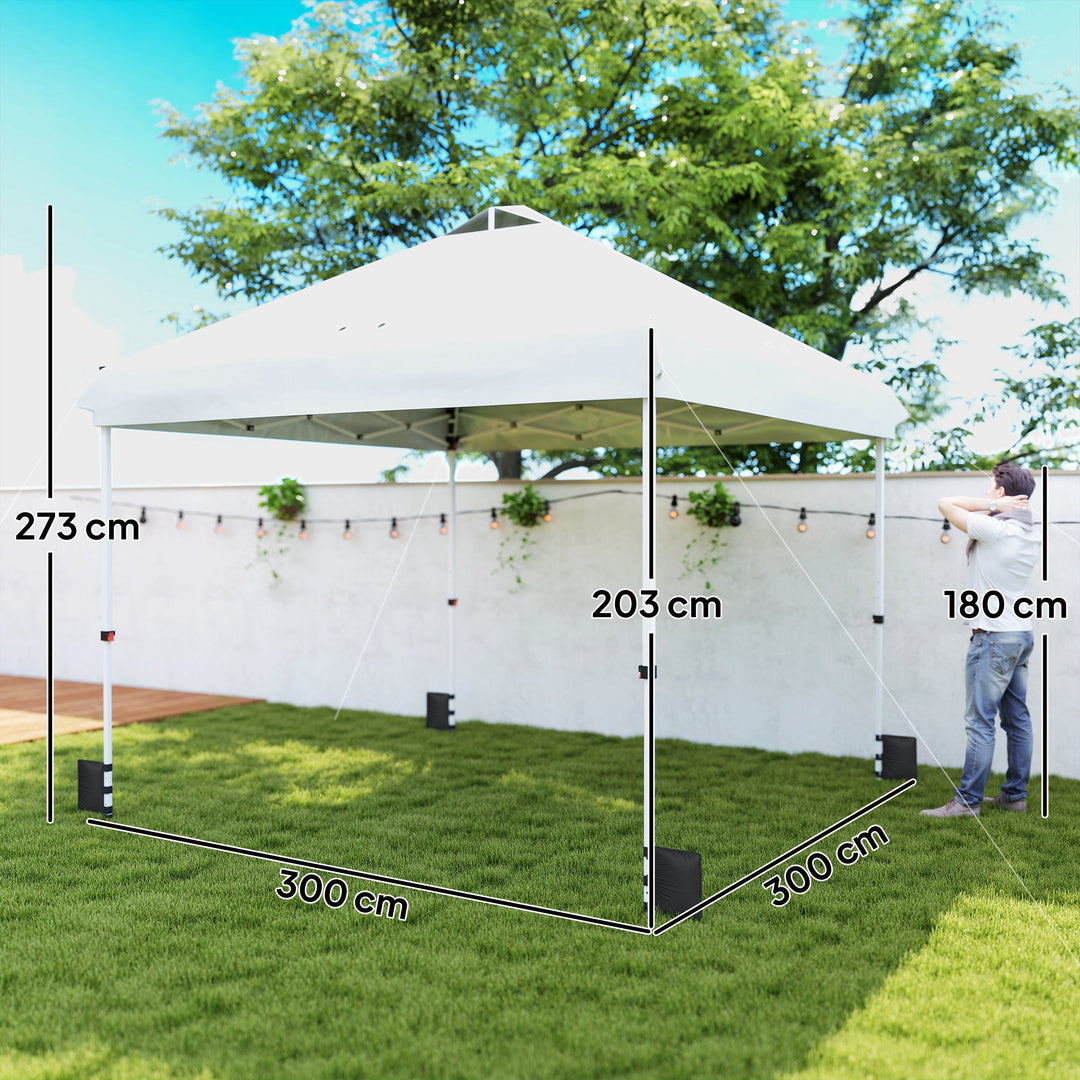3 x 3 m vandtæt, stabil, vinterbestandig pop-up foldbar pavillon, UV 50+ med taske og sandsække