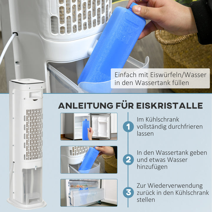 2-i-1 luftkøler med vandkøling, 5L vandtank, 12-timers timer, til 20 m²
