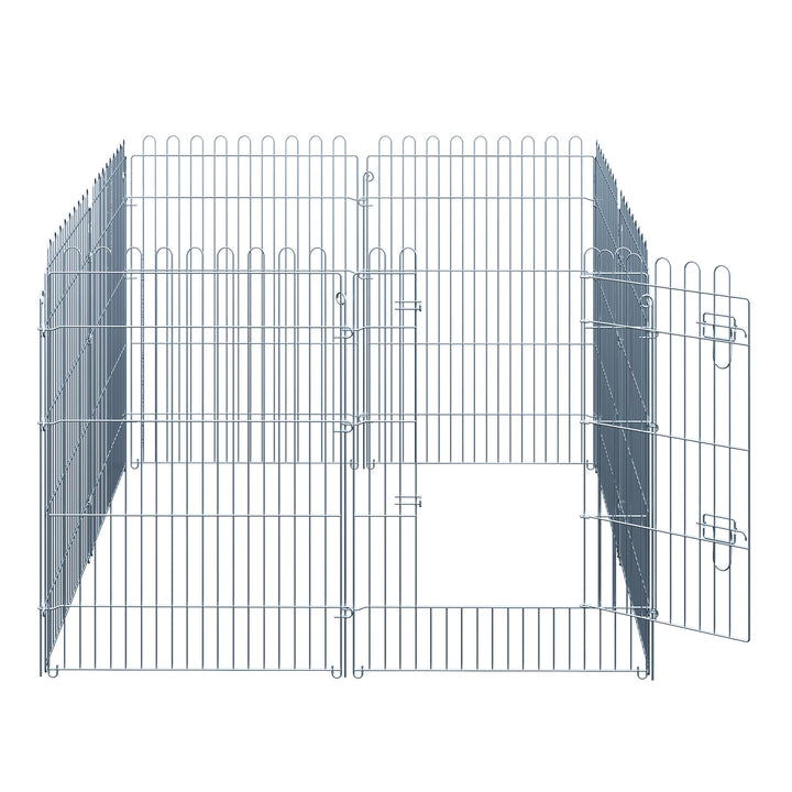 Fritgående indhegning, hvalpegård, hundegård til dyr, 8-delt, 63 x 91 cm