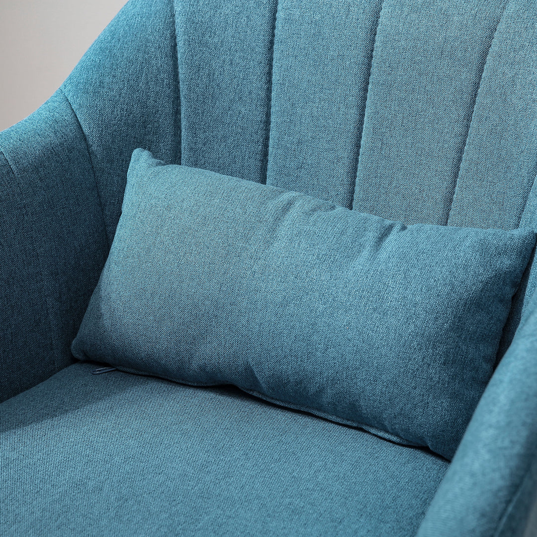 Drejestol, hørlignende polyester, metal, 60 x 60 x 79-91 cm, blå