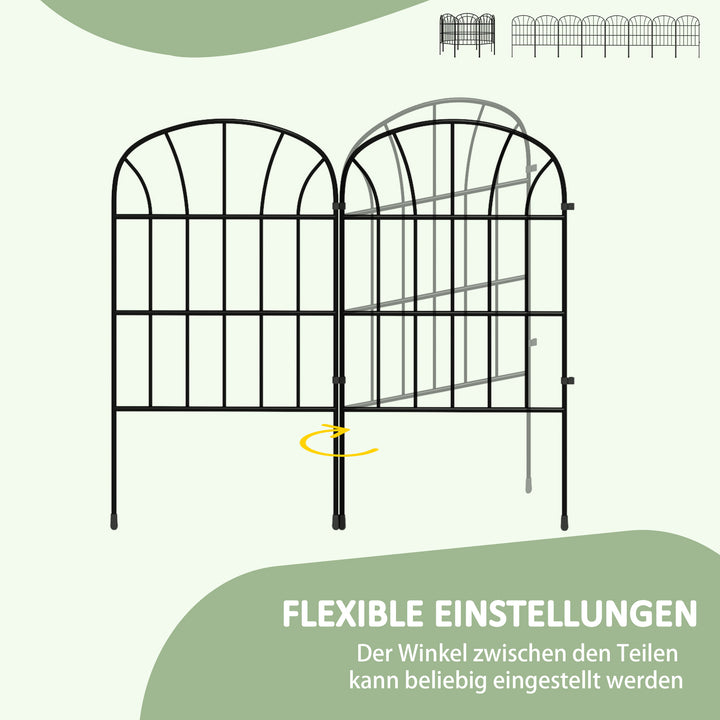Havehegn, 8 elementer, formbart metalhegn, rumdeler, 264x61 cm, sort