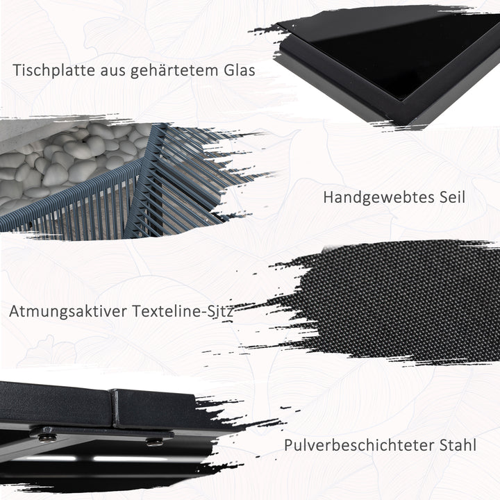 5-Delt havemøbelsæt, havesiddegruppe, udendørs spisegruppe, vejrbestandig, 1 bord, 4 stole, grå