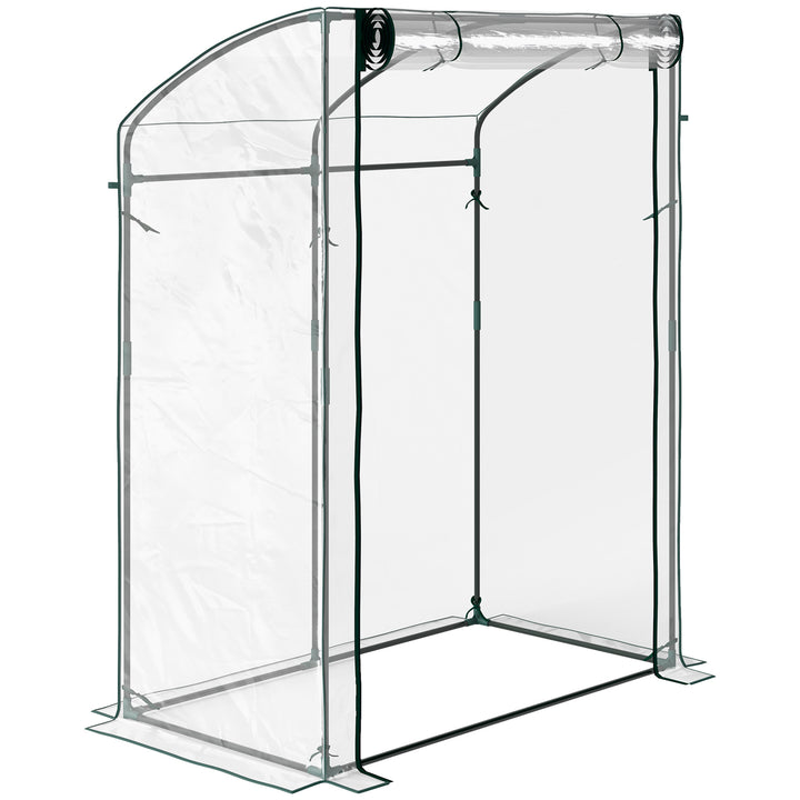 Drivhus med dør, buet tag, vintersikkert, foliedrivhus af stål, drivhus 128 x 70 x 170 cm, transparent