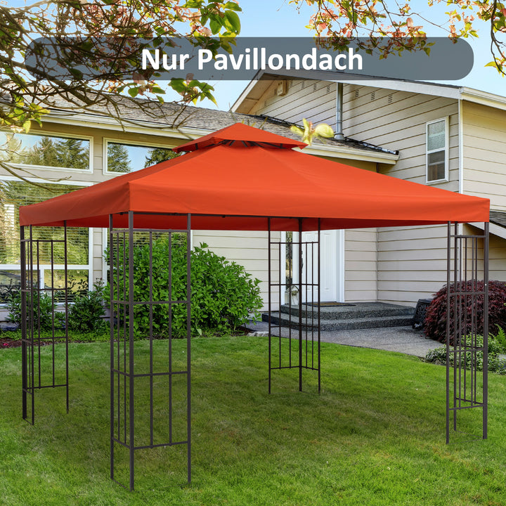 Udskiftningstag til 3x3m pavillon, vandafvisende pavillontag til metalpavillon, udskiftningstag til havepavillon, festtelt, havetelt, polyester, rustrød