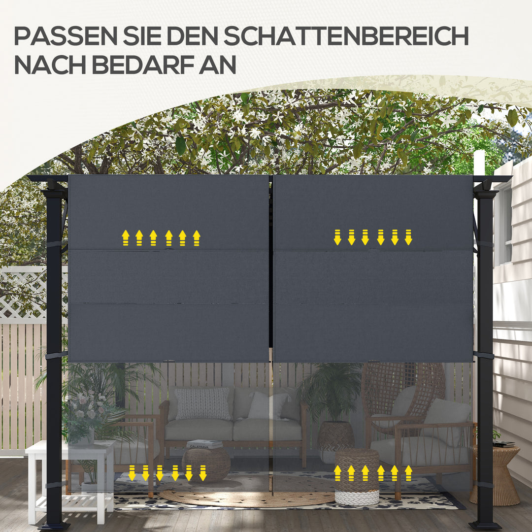 Udskiftningstag til pergola med UV-beskyttelse, solskærm til terrassetag til 3 x 3 m pavillon, mørkegrå