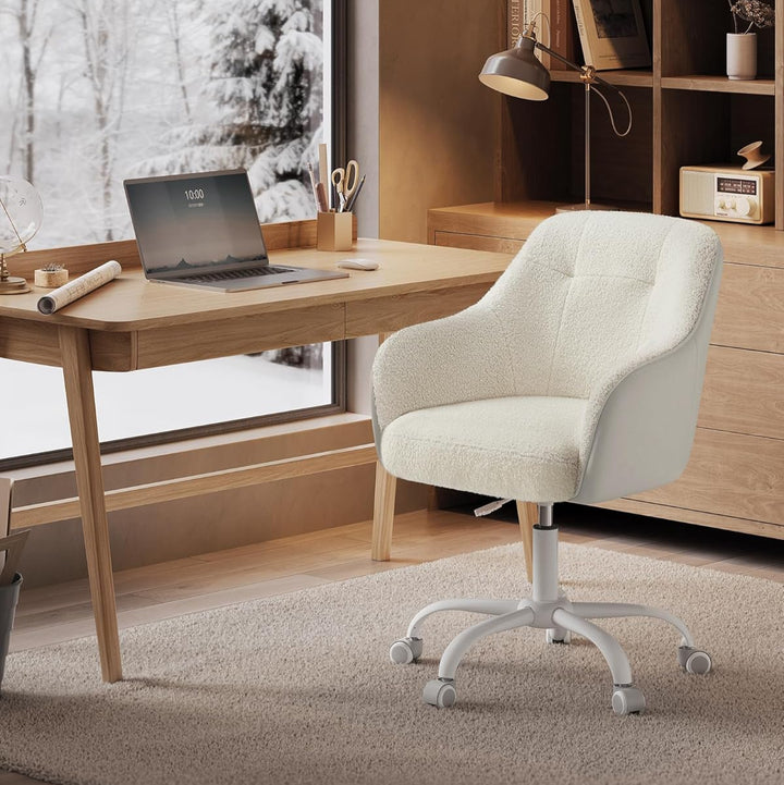 Kontorstol i cappuccino beige med justerbar højde, drejefunktion og bæreevne op til 110 kg, beige