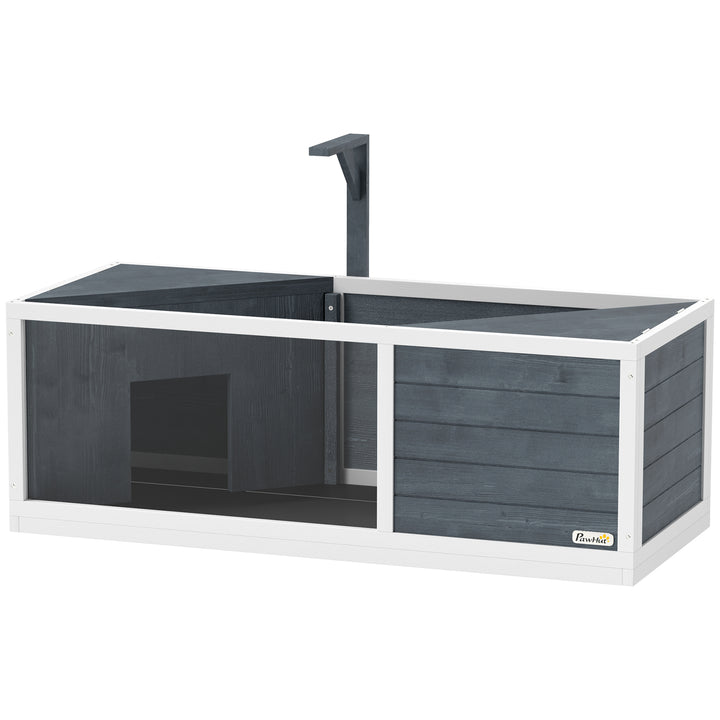 Skildpaddehus med letåbnende top, lysarmatur, transparent front, 120 x 50 x 40 cm, grå