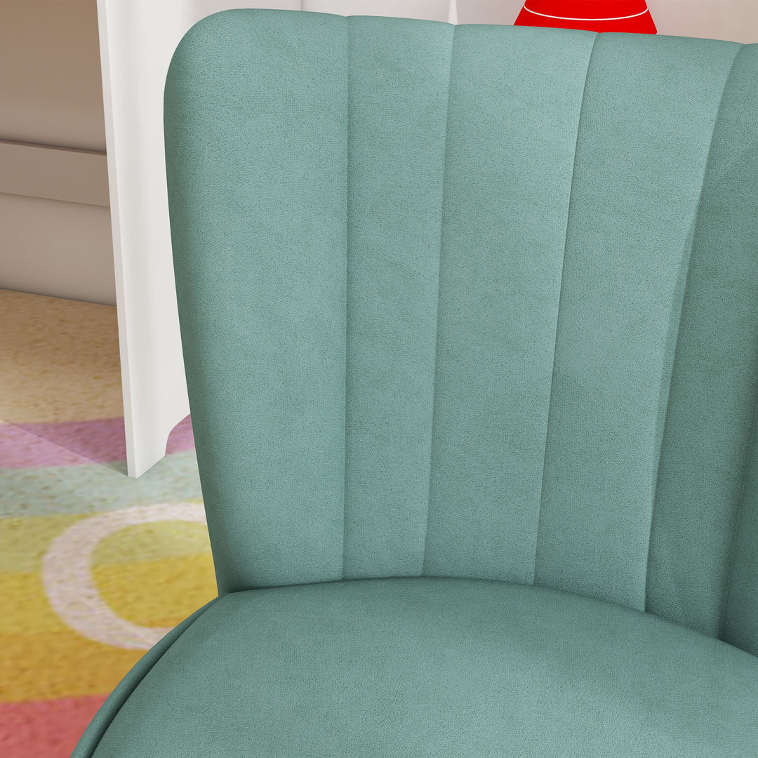 Børnelænestol, fløjlslook, til 3-7 år, op til 45 kg, træstel, 44 x 45 x 56,5 cm, lyseblå