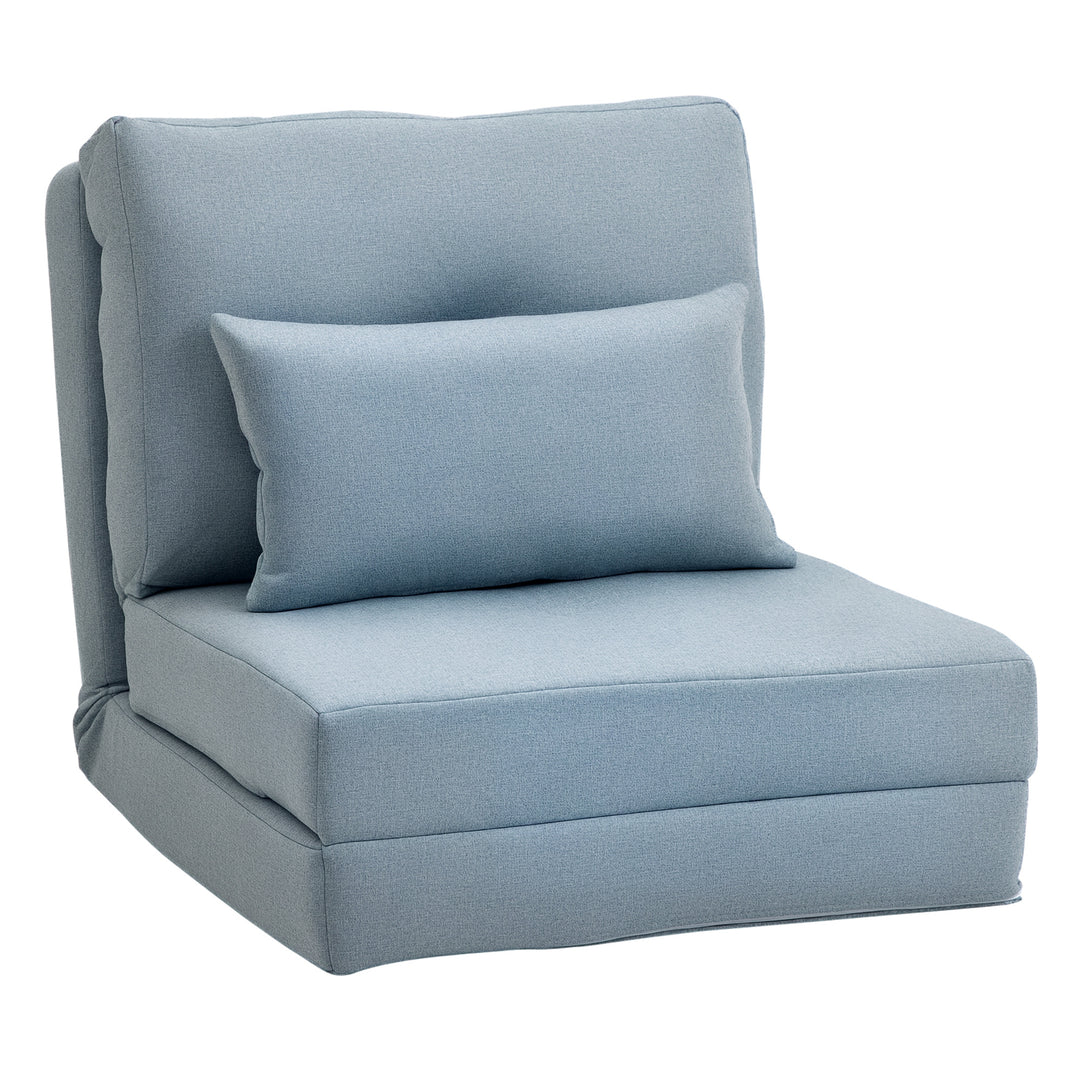 Gulvstol foldmadras liggeunderlag, 2-i-1 design, aftagelig pude, 60 x 80 x 56 cm, himmelblå