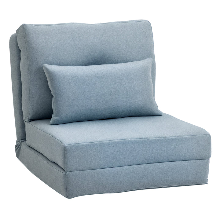 Gulvstol foldmadras liggeunderlag, 2-i-1 design, aftagelig pude, 60 x 80 x 56 cm, himmelblå